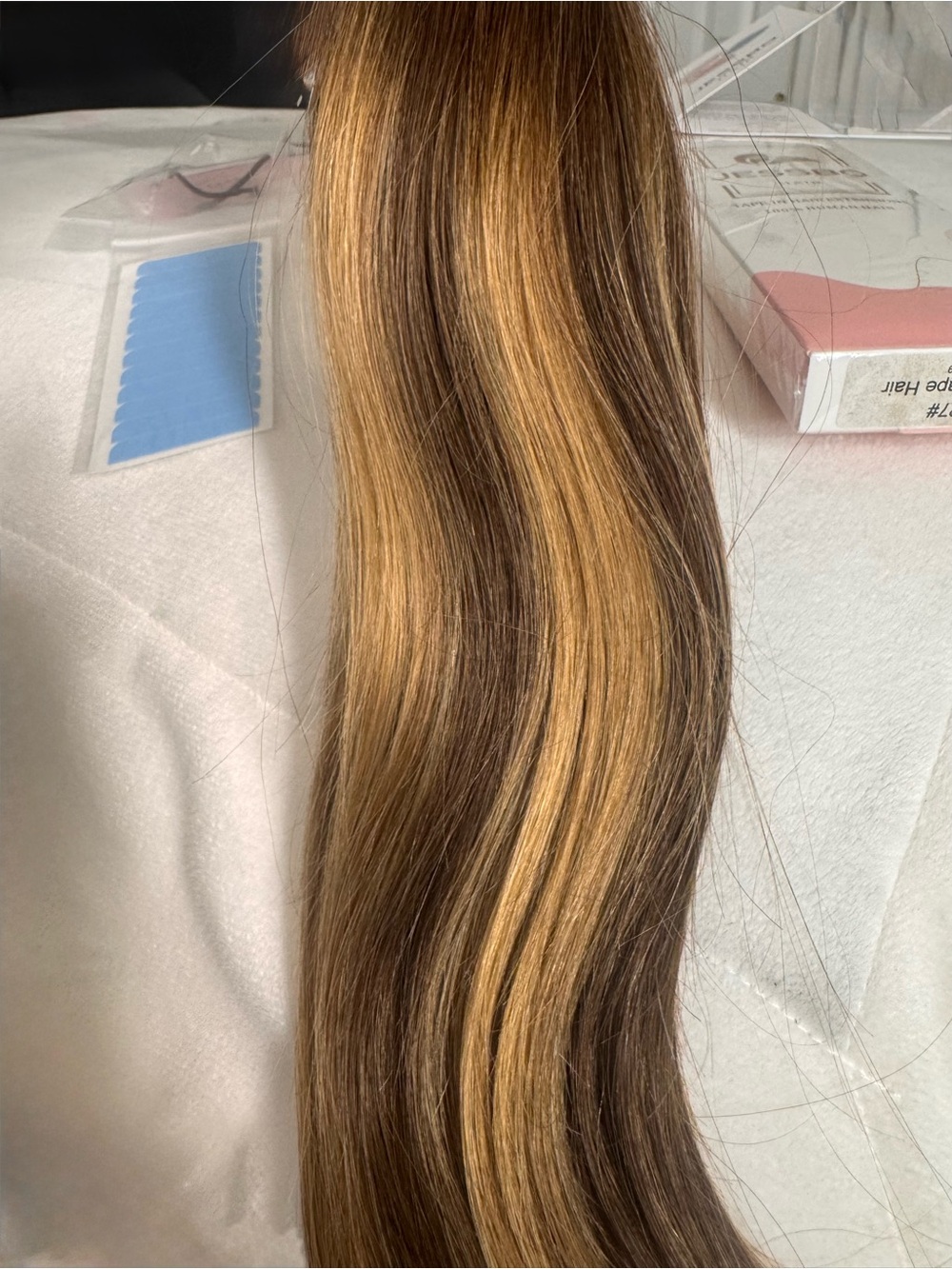 Jessbo Tape-In Human Hair Extensions - Dark Brown with Caramel Highlights - Picture 4 of 11